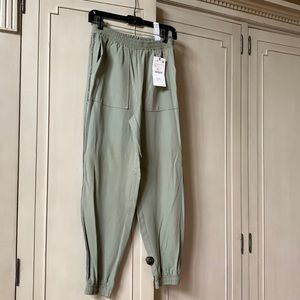 Zara Olive Pull on Pant Jogger with Bead Detail Small